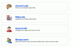 Account settings menu
