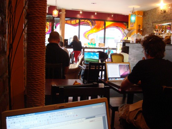 Working from a coffee shop