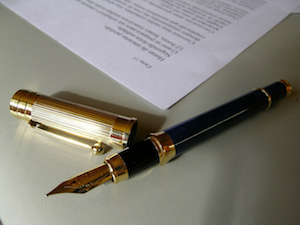 Contract and pen