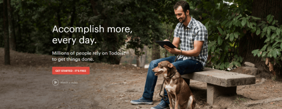 The ToDoist home page.